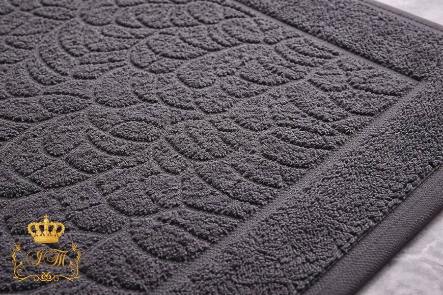 Terry Cotton Bath Mat with &ldquo;Pebble&rdquo; Embossing, Graphite