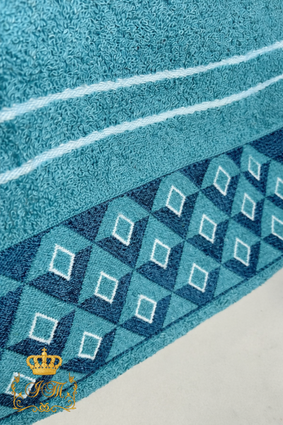 Rhombus Face Towel, 50&times;100 cm, Terry Cotton, Turquoise, China