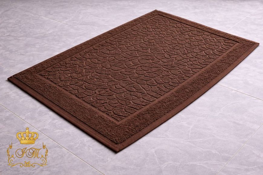 Terry Cotton Bath Mat with &ldquo;Pebble&rdquo; Embossing, Chocolate