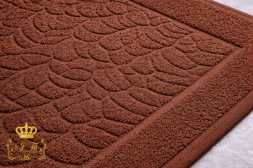 Terry Cotton Bath Mat with &ldquo;Pebble&rdquo; Embossing, Nut