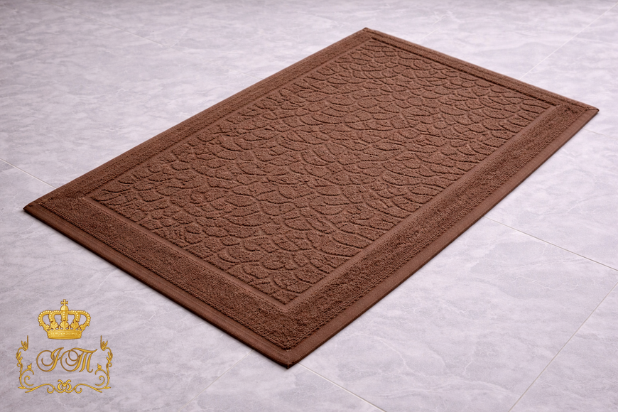 Terry Cotton Bath Mat with &ldquo;Pebble&rdquo; Embossing, Nut