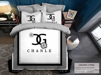 Брендовое постельное белье из сатина &mdash; реплика Gucci, Louis Vuitton, Chanel BR-03/e фото