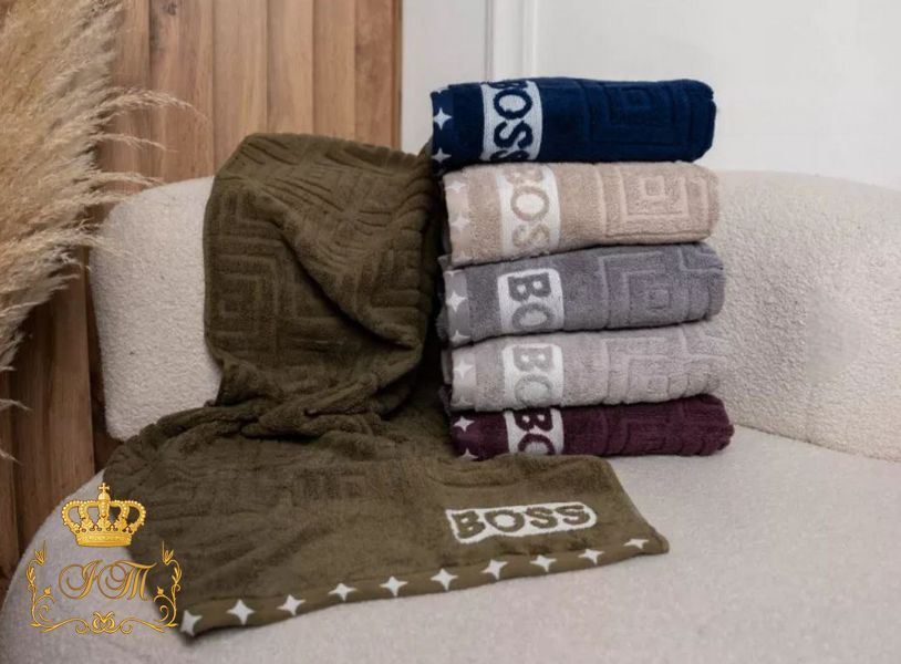Boss, Face Towel, 50&times;90 cm, Terry, mustard, China.