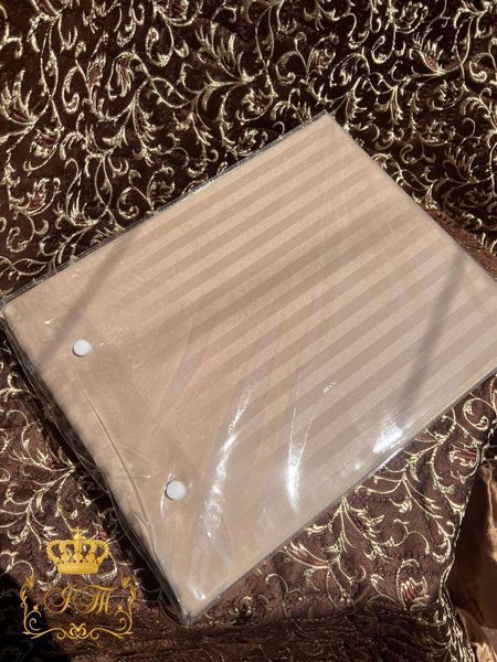 Caramel Stripes Satin Bedding Set No1 P9rimăvara, Euro Size