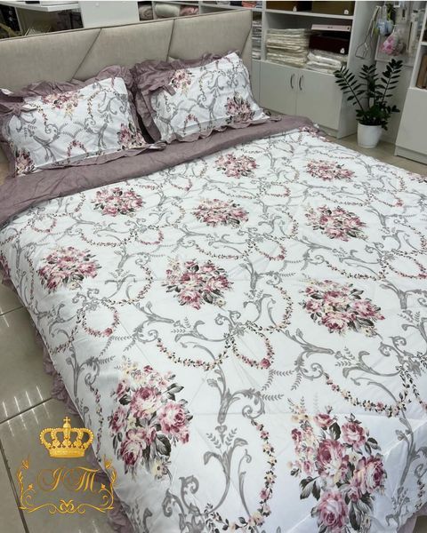 LG-7 Laura Grand Bed Linen With Summer Quilt, Satin, Euro Size