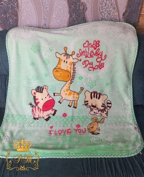 Double-Sided &ldquo;Giraffe&rdquo; Acrylic Blanket for Newborns, Light Green, 90x110 cm