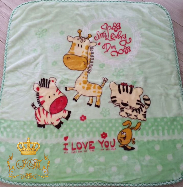 Double-Sided &ldquo;Giraffe&rdquo; Acrylic Blanket for Newborns, Light Green, 90x110 cm