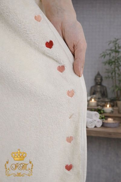 Women's Sauna Set "Hearts in a Row", Creamy