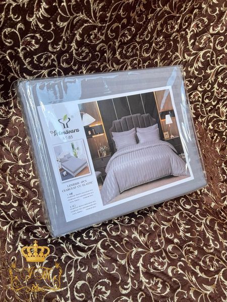 Grey Stripes Satin Bedding Set No10 Primăvara, Double Size