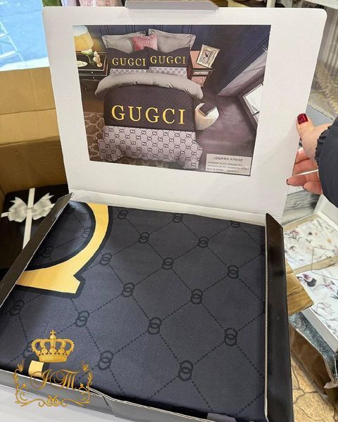 Брендовое постельное белье из сатина &mdash; реплика Gucci, Louis Vuitton, Chanel BR-06/e фото
