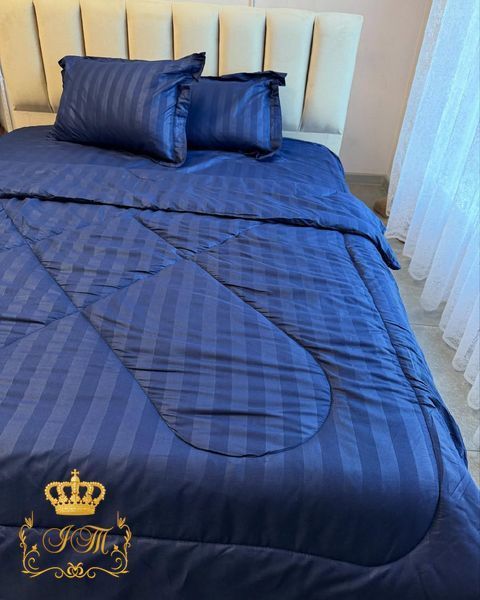 Quilt Stripes Satin Bedding Set, Euro Size
