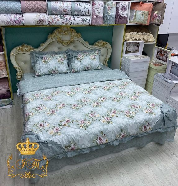 LG-7 Laura Grand Bed Linen With Summer Quilt, Satin, Euro Size