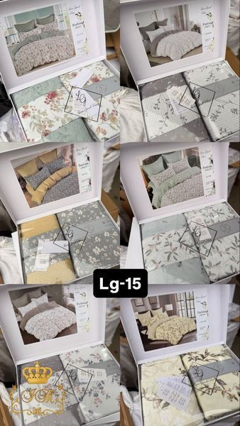 LG-15 Laura Grand Bed Linen with 4 Pillow Cases, Satin, Euro Size