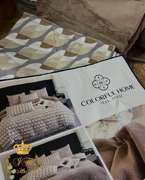 Bedding set combining velour and flannel, euro size