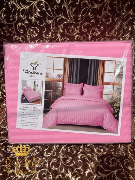 Pink Stripes Satin Bedding Set No1 Primăvara, Euro Size