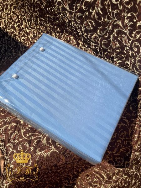 Sky Blue Stripes Satin Bedding Set No13 Primăvara, Double Size