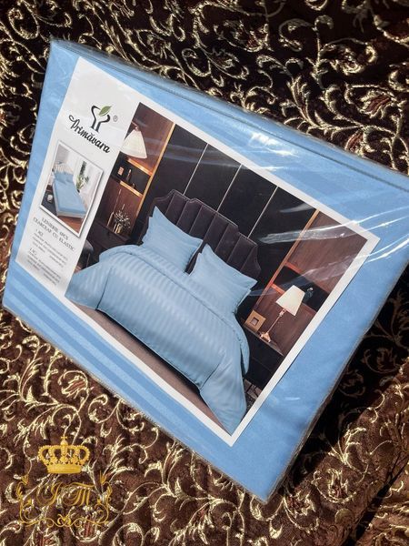 Sky Blue Stripes Satin Bedding Set No13 Primăvara, Double Size