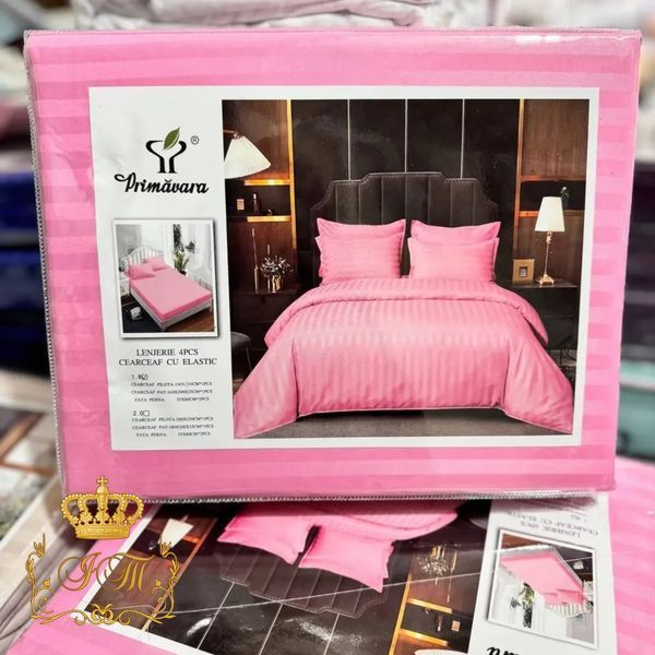Pink Stripes Satin Bedding Set No1 Primăvara, Euro Size