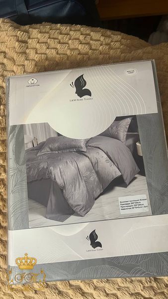 MT5-L Постільна білизна L&M Home №1, сірий жаккард-сатин, двоспальний комплект MT5-L-01-d фото