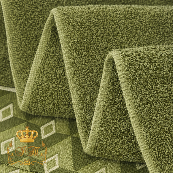 Rhombus, Face Towel, 50&times;10 cm, Terry Cotton, Olive, China