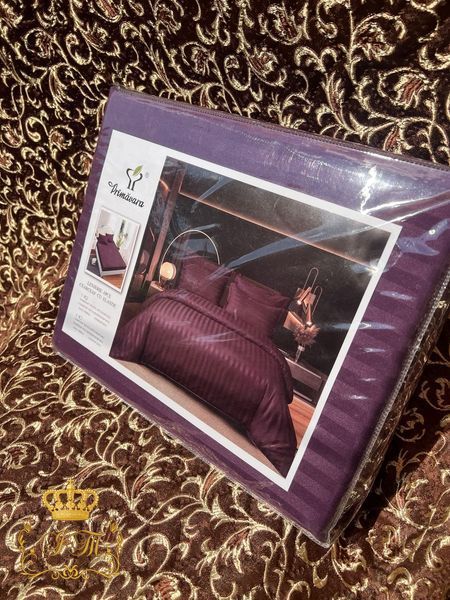 Rotten Plum Stripes Satin Bedding Set No14 Primăvara, Double Size