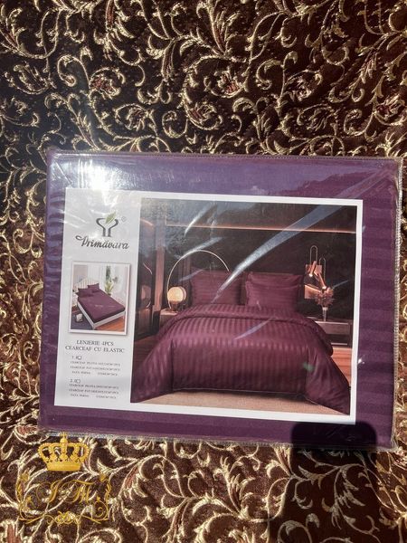 Rotten Plum Stripes Satin Bedding Set No14 Primăvara, Double Size