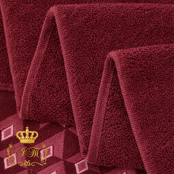 Rhombus Face Towel, 50&times;100 cm, Terry Cotton, Bordo, China