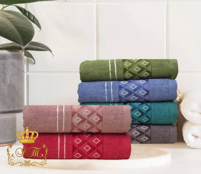 Rhombus Face Towel, 50&times;100 cm, Terry Cotton, Bordo, China