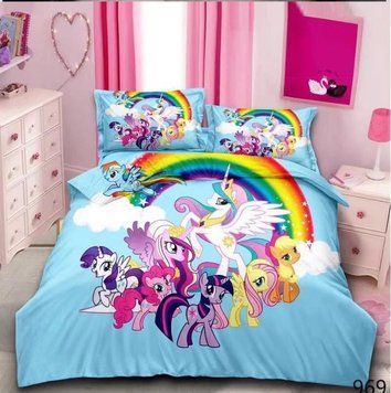 Kids Bedding Set "Unicorn and Rainbow" Flannel