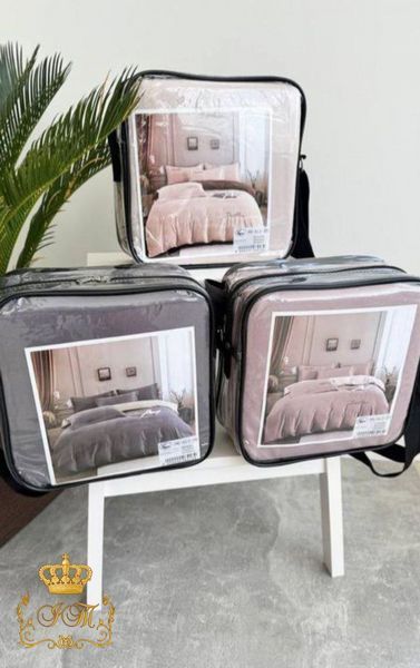 Flannel Bedding Set №5, double size, dark grey/light grey